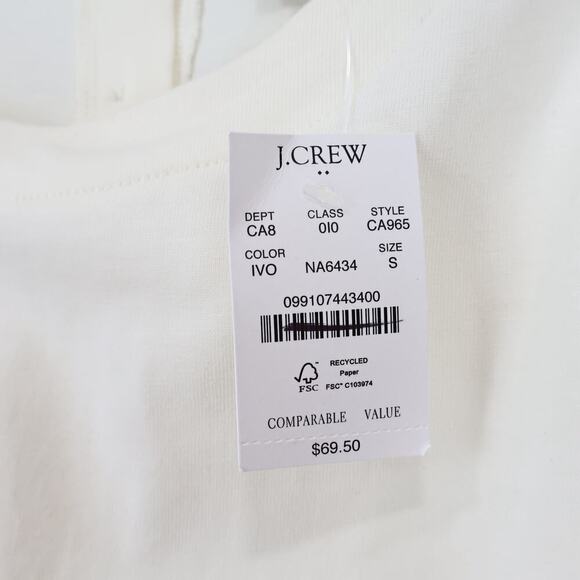 J. Crew Puff-Sleeve Gold Button Back Striped Top Ivory Size Small NWT - Picture 8 of 9